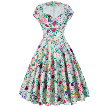 2016 Belle Poque Stock Cap manga cuello en V 17 patrones de algodón de fresa 50s estilo retro vestido de estilo BP000001-12